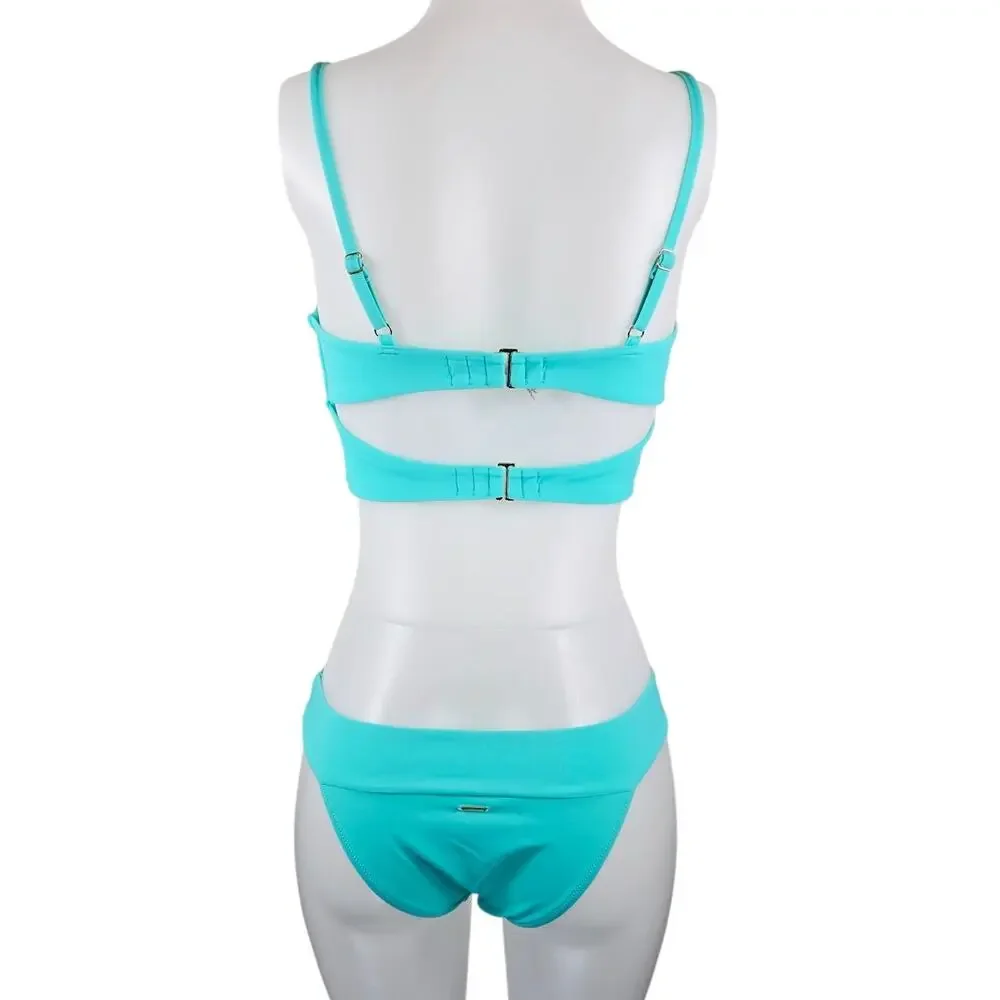 Victoria Secret Pink Blue Green Bikini Set Summer Poolside Women's L